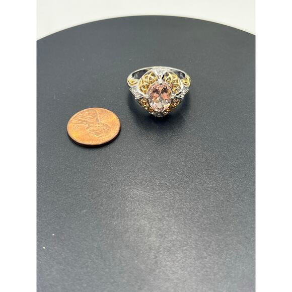 Victoria Wieck Oval Morganite Topaz Oval Sterling Silver Vermeil‎  Ring Sz 10.5 - Picture 6 of 14